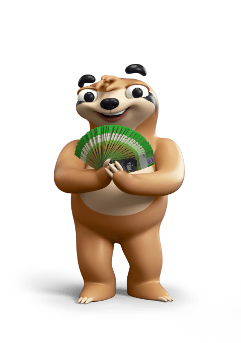 Slothy holding cash