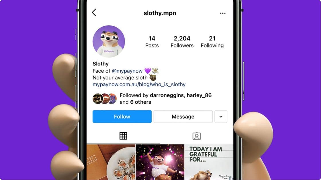 Slothy's Instagram profile