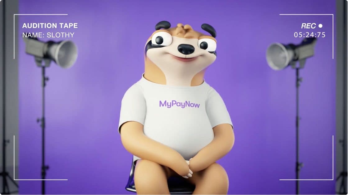 Slothy on a TV studio set